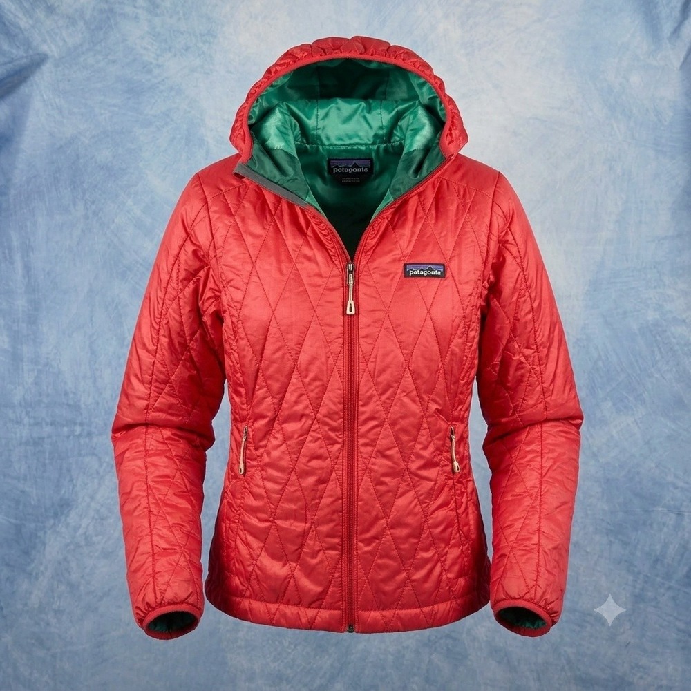 Patagonia Nano Puff Hoody Womens Small Red Quilted Insulated Puffer Jacket